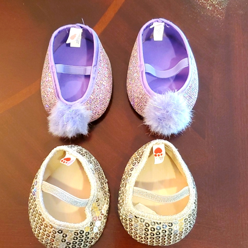 Build a Workshop Bear Gold Sparkle Purple and Gold Sequins Flat Shoes